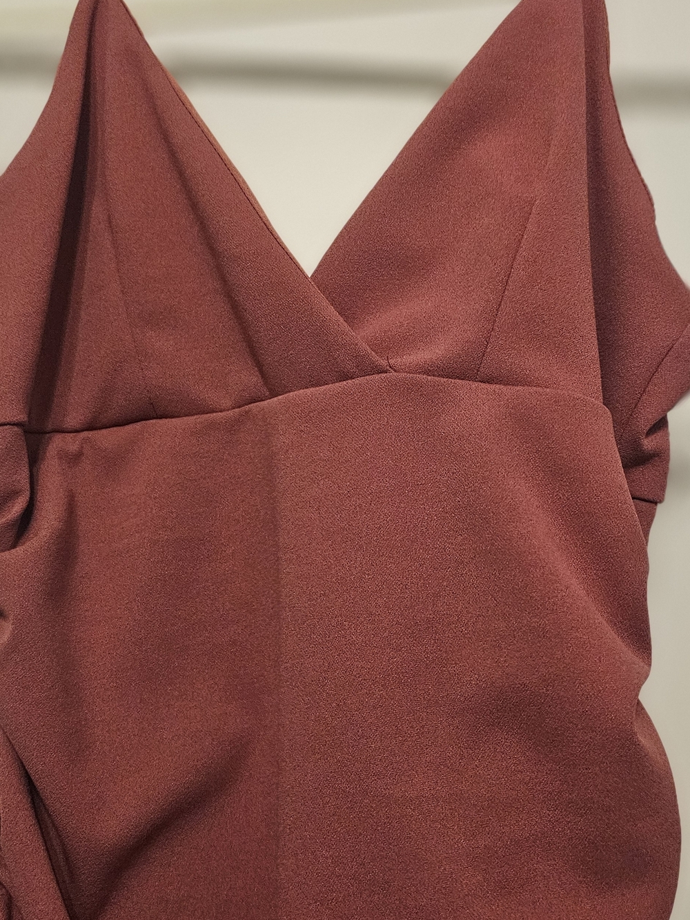 Windsor Rust-Red V-Neck Ruched Mini Dress - Picture 2 of 5